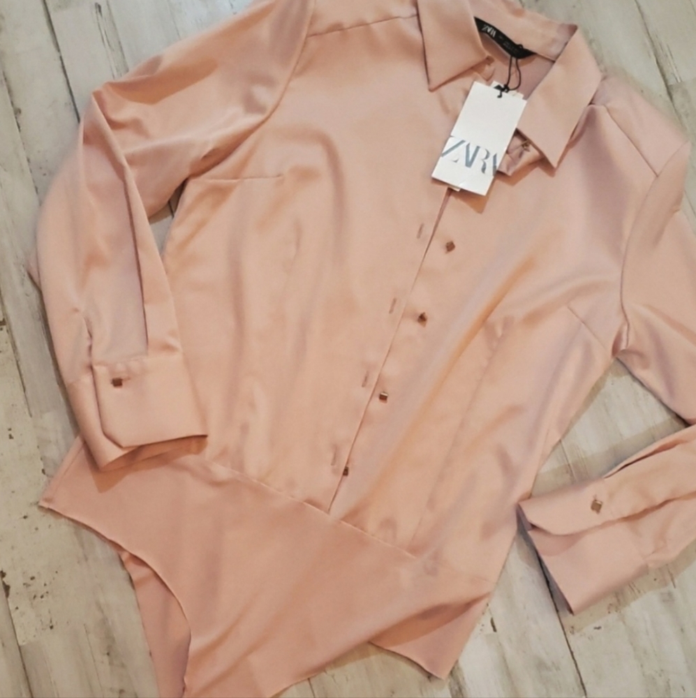 Zara Satin Effect Shoulder Pad Bodysuit